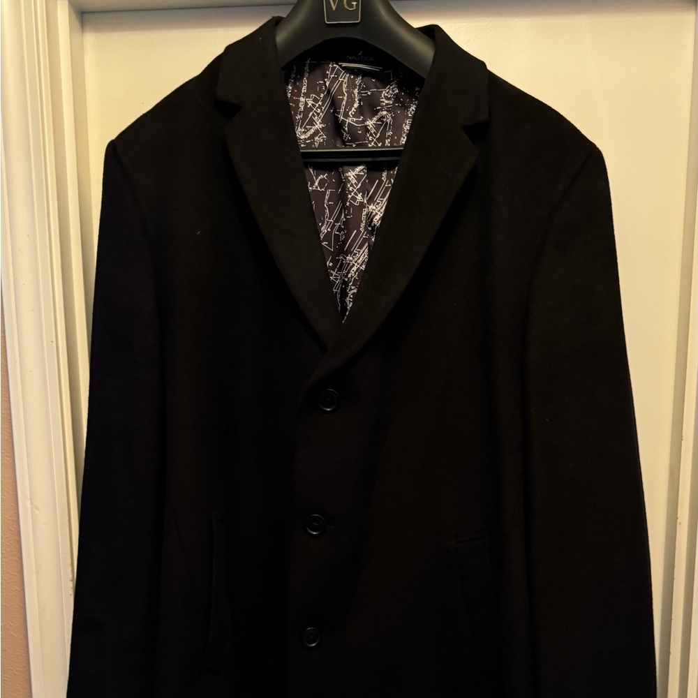 Nautica 3/4 length men’s black cashmere overcoat